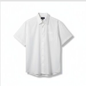 Omega Men's Shirt 2XL (18-18.5) White Short Sleeve Button Front Italy Pocket